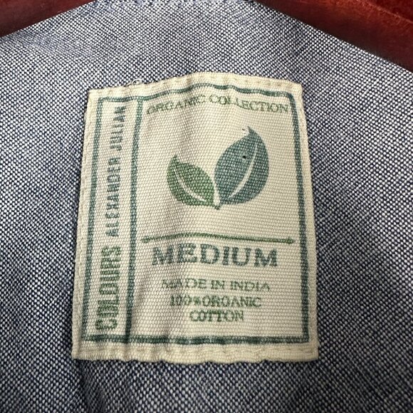 Colours Shirt Mens Medium Blue Chambray Organic Cotton Button Down Pocket - Picture 4 of 8